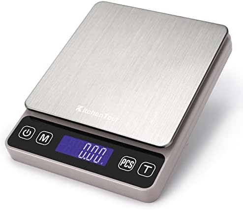 KitchenTour Digital Kitchen Scale - 500g/0.01g High Accuracy Precision Multifunction Food Meat Pocket Scale Jewelry Lab Carat Powder Scale with Back-Lit LCD Display(Batteries Included) Gray