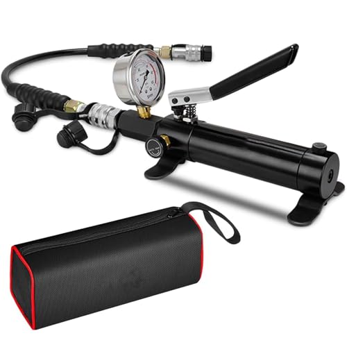 Bomba de elevación manual de alta presión, presión máxima de 10000 PSI, capacidad de 700 kg/cm², cuerpo de aluminio para herramientas hidráulicas, incluye manguera y rosca