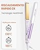 Faszin Piastra Capelli Professionale 2-In-1, Piastre Ioniche di Titanio, Riscaldamento In Soli 20 Secondi, Display LCD Chiaro, Ideale Per Capelli Lisci, Ricci e Mossi