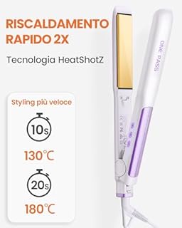 Faszin Piastra Capelli Professionale 2-In-1, Piastre Ioniche di Titanio, Riscaldamento In Soli 20 Secondi, Display LCD Chiaro, Ideale Per Capelli Lisci, Ricci e Mossi