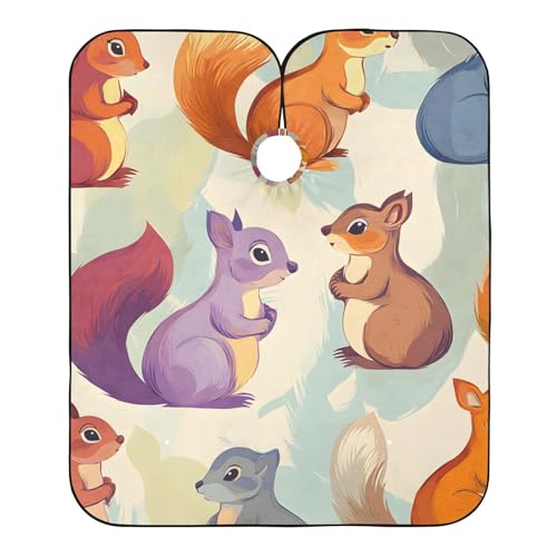 Hezely Colorful Squirrel Hair Dye Cape, Barber Cape for Adults,Waterproof Salon Cape,Waterproof Hairdressing Styling Hair Cutting, 65