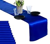 MDS Pack Of 10 Wedding 12 x 108 inch Satin Table Runner Wedding Banquet Decoration- Royal Blue