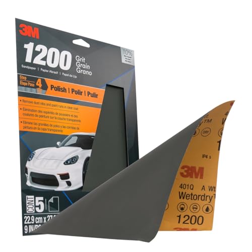 Image of 3M Wetordry Sandpaper, 1200 Grit, 9 in x 11 in, 5 Sheets, Use for Wet and Dry Sanding, Longer Lasting Sandpaper, Great for Auto Body Repair, Smooth Finish, Waterproof Backing for Wet Sanding (32022)