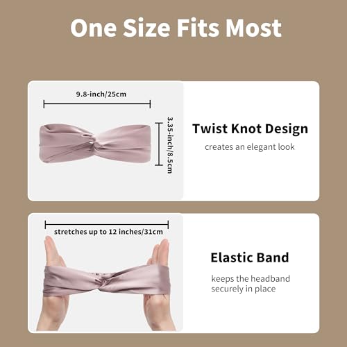 Image of ZLYC Mulberry Silk Headband for Women's Hair, Solid Pale Dusty Pink