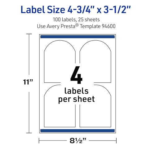 Avery Outdoor Waterproof Arched Labels with Sure Feed Technology, 4.75" x 3.5", White Film, Print-to-the-Edge, Compatible with Laser Printers, 100 Labels Total by Avery - Image 5