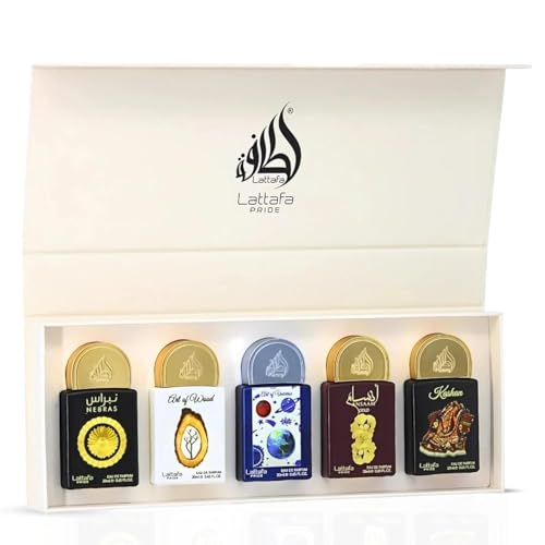 Lattafa Pride Eau de Parfum Geschenkset Kollektion Nr. 3 (5 x 20 ml) | Luxuriöses Parfüm-Geschenkset für Damen & Herren | langanhaltende arabische Düfte | Reise-Mini-Sprays