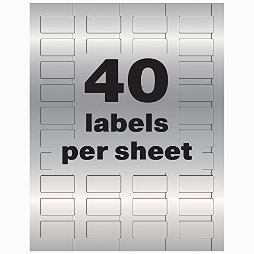 Image of Avery Metallic Asset Tag Labels, 3 /4 x 1-1 /2 inch, Laser Printable Tags, 320 Waterproof Labels (61523)