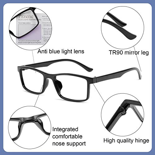 Image of Przene 4 Pack Rectangle Blue Light Blocking Glasses,Anti Glare Eye Strain UV400 Square Eyeglasses for Men Women(MIX COLOR-C3)