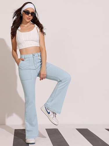 Image of Dolce Crudo Boot Cut High Rise Cropped Jeans for Women