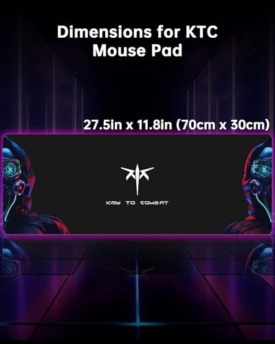 Image of KTC Large Mouse Pad Gaming, Mouse Mat with Microfiber Fabric Surface, Extended Desk Mousepad with Stitched Edges, Non-Slip Rubber Base, 27.5 x 11.8 in, Black, for Gamer Office Home