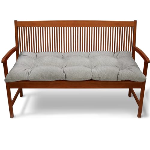 Coussin de banc imperméable 200 cm gris clair avec sangles de balancelle pour jardin extérieur