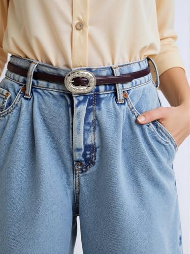 Tiny Belt with Silver Metal Prong Buckle Bohemian Skinny Belts for Women Dresses Jeans Pants country Accessories4