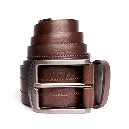 Cinto Masculino Casual em Couro 40mm Marrom com Dupla Costura no Centro 115