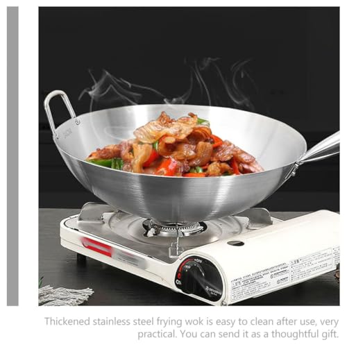 Sartén Wok de acero inoxidable con mango de madera miniatura 5