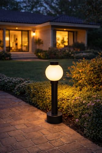 Image of FILLISKA LED Modern Outdoor Bollard Light, Warm White, IP65 Waterproof, Garden Pathway Landscape Lighting. (Black Bollard-088)