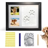 Kit de Huellas para Patas de Perro y Gato, Marco de Fotos con Huella de Arcilla, Kit de Huellas de Manos y Pies de Bebé, Marco Conmemorativo de Mascotas para Recién Nacidos, Perros y Gatos, Negro