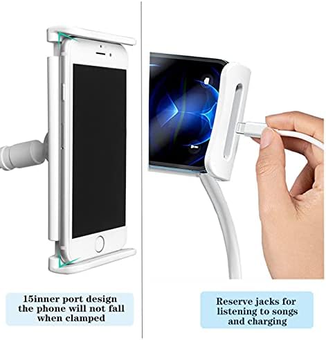 LINKLKBOY Gooseneck Tablet Holder&Cell Phone Holder, Universal Tablet Stand - 360 Adjustable Lazy Arm Holder Clamp Bracket Bed for 2020 New iPad Pro 9.7, 10.5, iPad Air mini 4.7-11" Devices  white