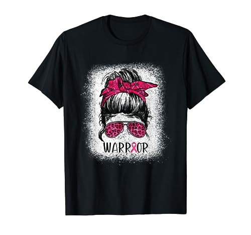 Messy Bun Support Squad Pink Warrior Breast Cancer Awareness T-Shirt