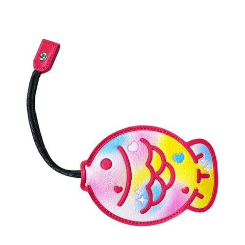 KPFILEH Cute Car Keychain Holder Pull-Out Leather Key Case Cover Kawaii Keychain Protective Bag(Colorful Fish)