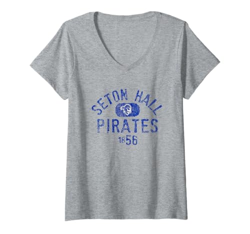 Womens Seton Hall Pirates 1856 Vintage Logo V-Neck T-Shirt