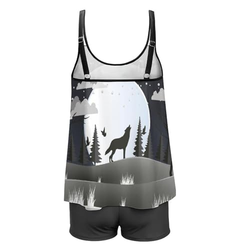 Maillot de bain tankini loup hurlant grande liberté de mouvement avec short - 5