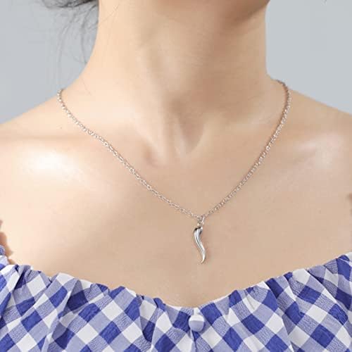 Amaxer Italian Horn Pendant Necklace Cornicello Lucky Amulet Charm Necklace for Men Women