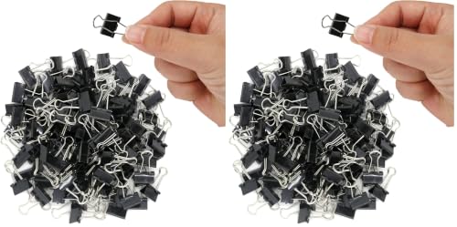 Image of 240 Pack Mini Binder Clips, Black Binder Clips, Small Paper Clips 15mm 5 /8 Inch. Micro Size Office Clips for Home School Office and Business.