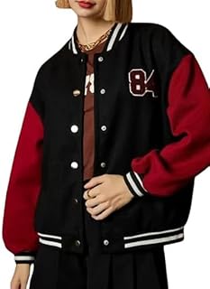 a to z creation Women's Casual Solid Button Round Neck Full Sleeve Colorblock Bomber Varsity Jacket-picture-31