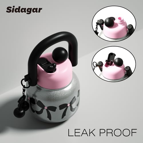 Sidagar 22 oz Tote Insulated Water Bottle with Handle, Leakproof, Bow by Sidagar - Used condition - Image 3