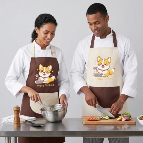 Image of HROY Kitchen Apron for Women & Men with Pocket & Side Towel | Kitchen Apron for Women & Men with Pocket & Side Towel | Reusable Cooking Chef Apron for Home Kitchen