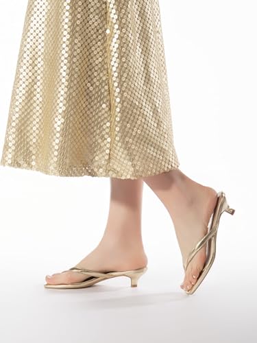 Image of Women's Flip-Flops Kitten Heels Thong Sandals For Women Square Toe Slip On Fashion Summer Dress Sandals