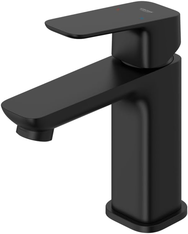 Grohe 1018992430 Cubeo Single Hole Single Handle S-Size Bathroom Faucet, Less Drain, 1.2 GPM, Matte Black