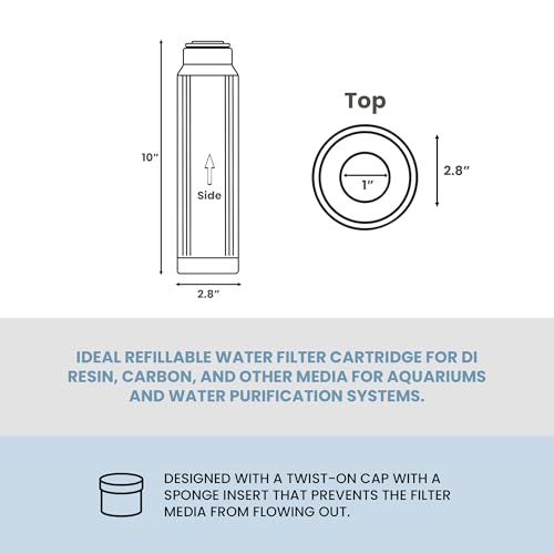 Image of AQUATICLIFE 10 inch x 2.5 inch Translucent Refillable Reusable Water Filter Cartridge for DI Resin and Other Media (Pack of 2)