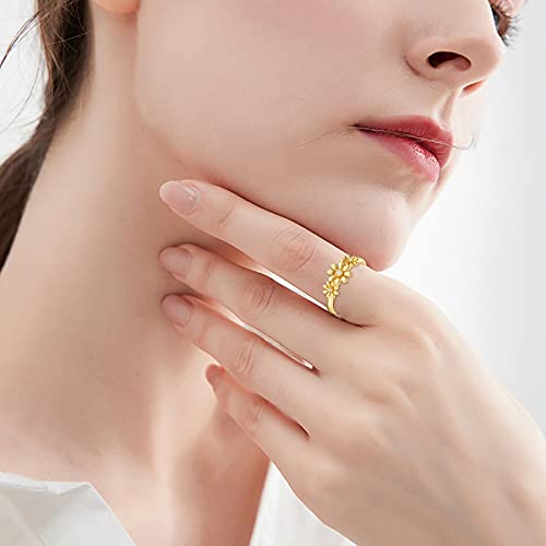 SISGEM 14K Real Gold Nature Diamond Daisy Ring for Women,Yellow Gold Dainty Flower Ring Anniversary Rings for Wife Mom Casual Rings Delicate Engagement Ring Wedding Band Ring for Her2