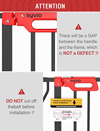 Syvio Baby Gate For Stairs And Door Ways, Dog Gates For The House 29" To 39" With Auto-Close, Pet Gate For Indoor With Wall Protectors And Extenders, No Drilling (Black) #TOP5