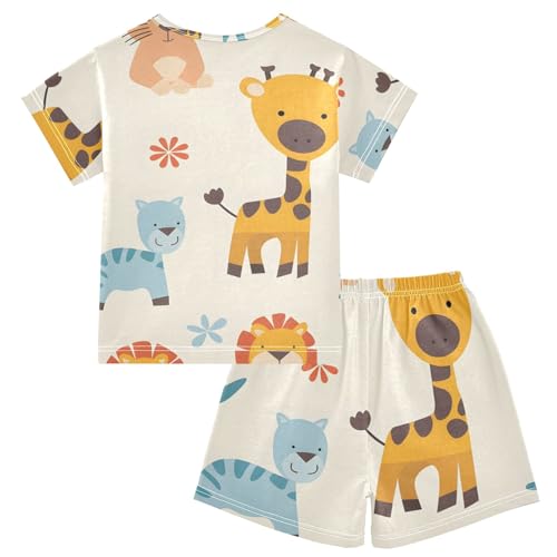 Summer Pajama Set Clever Animals, Short Sleeve Sleepwear Nightwear2