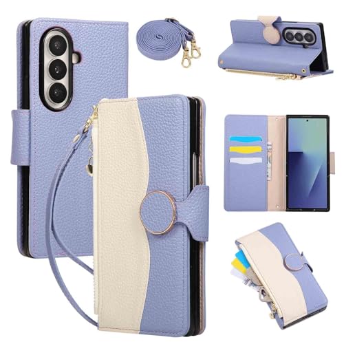 For Galaxy Z Fold4 �p �P�[�X �蒠�^ ���z�^IC�J�[�h���[ 2 ��ރ��U�[�X�g���b�v�t �B���X�^���h �ϏՌ� �M�����N�V�[ Z �t�H�[���h4 �J�o�[ �蒠�^ �������X�g���b�v�z�[�� �Ɨ��L�[ �y�� �J�o�[ TPU�\�t�g�t���[�� �������