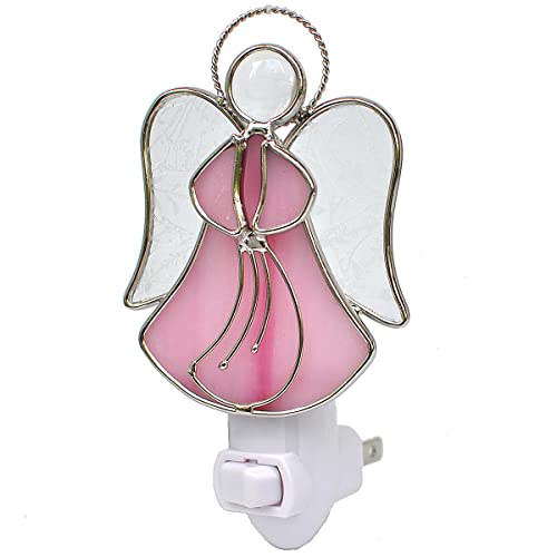 COOWIND Stained Glass Angel Night Light Decorative Accent Lite Wall Plug in Nightlight for Hallway Bedroom Bathroom Kitchen Nature Themed Home Décor