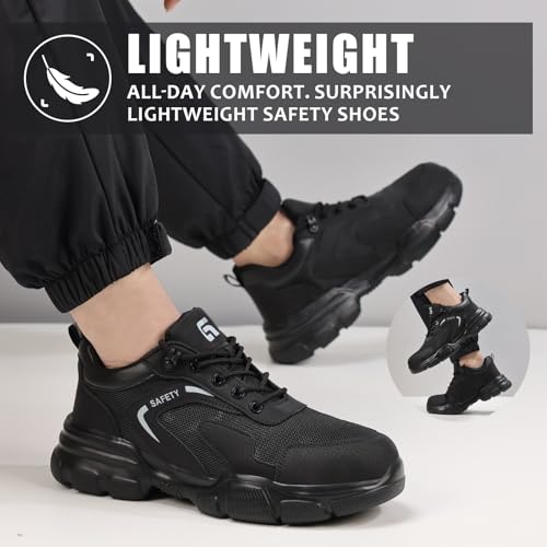 Image of Steel Toe Shoes for Men Lightweight Puncture Resistant Safety Footwear Work Shoes Men Safety Work Shoe Comfortable for Construction Warehouse Jobs