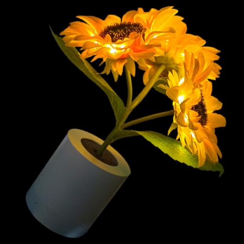 Lampe tournesol LED cadeau original veilleuse fleur de chevet compacte