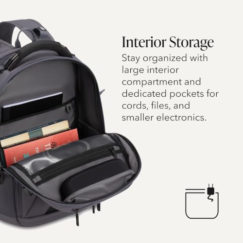 Image of SwissGear Travel Tech Pro Laptop Backpack - Fits Laptops up to 16 inch - ScanSmart TSA-Friendly Backpack with Multiple Organizer Pockets - Charcoal