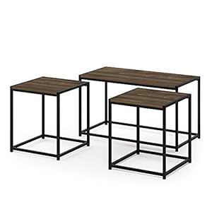 Furinno Camnus Modern Living Room Table Set with One Coffee Table and Two Side Tables, Columbia Walnut,40.01 x 76.2 x 44.45 cm