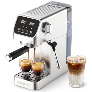 Aromaster 1400W Espresso Machine with Milk Frother, Stainless Steel