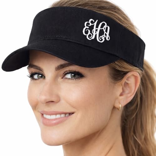 Women's Customized Personalized Monogrammed Visor, Handmade Monogram Initials, Visor with Initials, Beach Cruise Pool Sun Lake Vacation Trip, Gift Present Mom Wife Gigi Mimi Grandma Sister Friend Wife