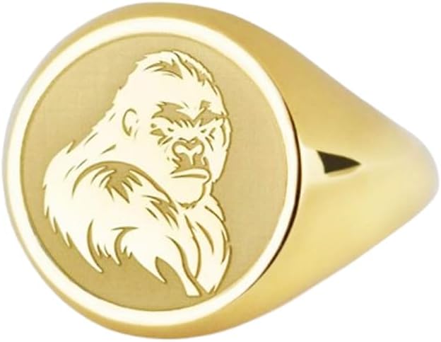 Inbind Rugmetaal Gorilla zegelring | Zilveren rug Harambe sieraden | King Kong ...