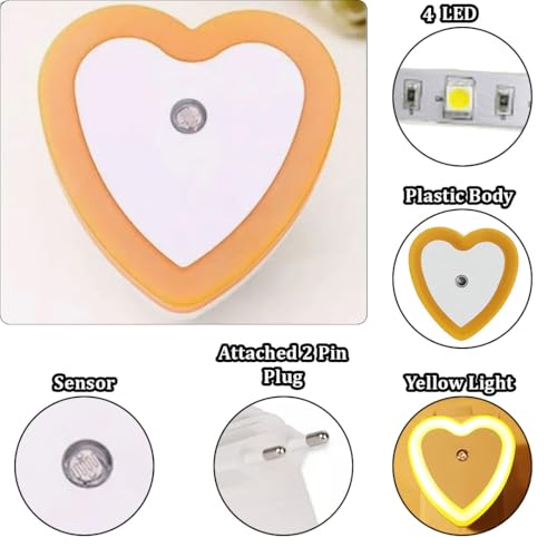 Image of fizzytech Decorative Heart LED Lights, Yellow (Pack of 2) for Home, Bedroom, Diwali, Christmas & Party Decoration (Heart Yellow Pack-2)