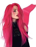 30 Inch Sew in Hair Extensions Bundles Synthetic Weft 200g Thick Fancy Pink Long Straight Hair Weave