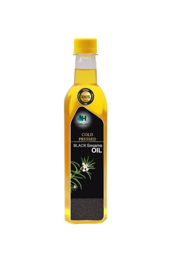 Image of Healthy Roots 1L Cold Pressed Black Sesame Oil (Virgin, Chekku /Ghani) - 1L Wood Pressed Black Sesame Oil for cooking (1000 ml)