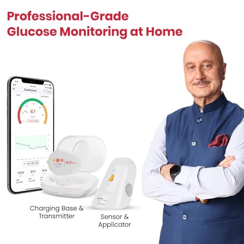 Image of AGEasy (Max Group) CGM Sensor & Transmitter for Smart Glucose Tracking | Real-Time Blood Sugar Level Tracking | Bluetooth-Enabled Continuous Glucose Monitor Device | Needleless Patch Sensor - No Finger Pricks, Waterproof, Compact & Lightweight, 14-Day Sensor Life | Reusable Transmitter with 2-Year Warranty & Instant Charging