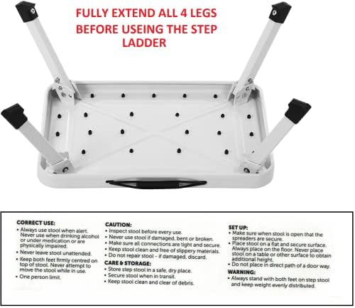 Unibos Single Step Stool Folding Steps Ladder Foldable Design  Ideal for Home Kitchen Garage Caravan (White)